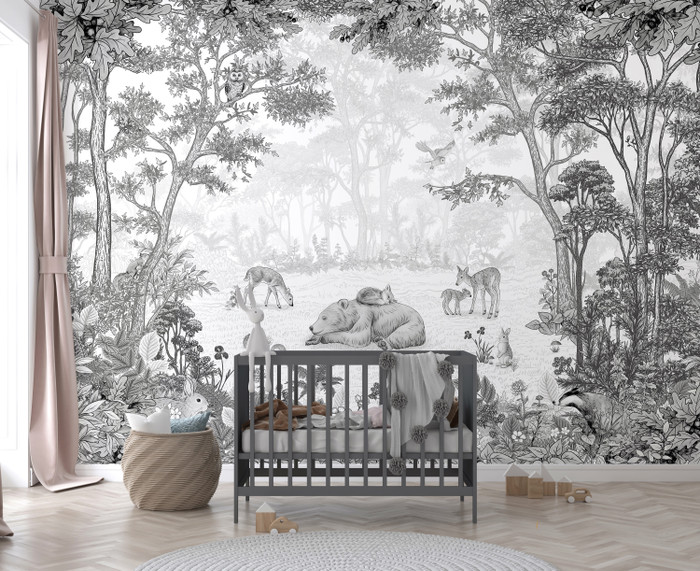 Mural - Sleepy Bear Black (Per Sqm)