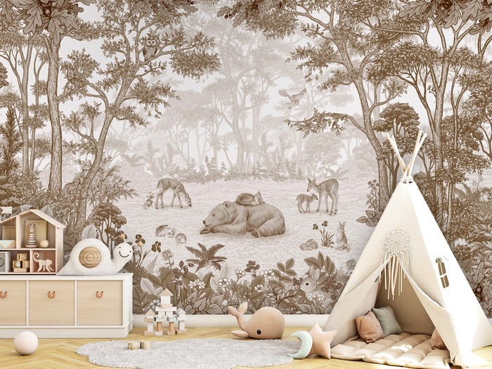 Mural - Sleepy Bear Sepia (Per Sqm)