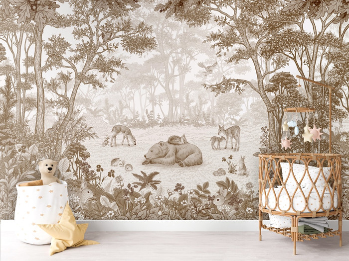 Mural - Sleepy Bear Sepia (Per Sqm)