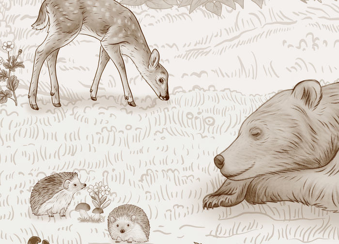 Mural - Sleepy Bear Sepia (Per Sqm)