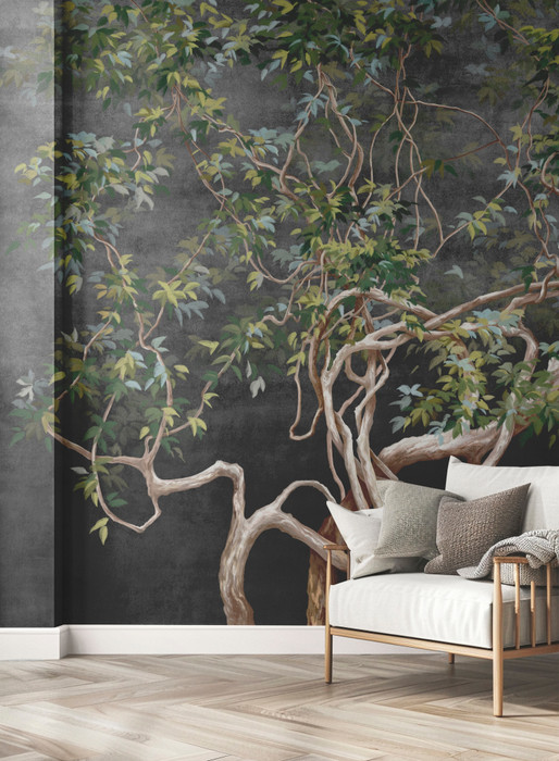 Mural - Fresco Tree Charcoal (Per Sqm)