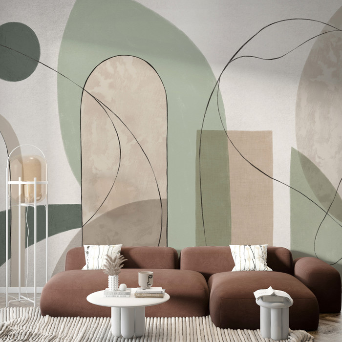 Mural - Boho Abstract Green (Per Sqm)