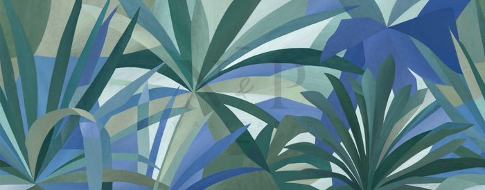 Mural - Paint Palms Blue (Per Sqm)