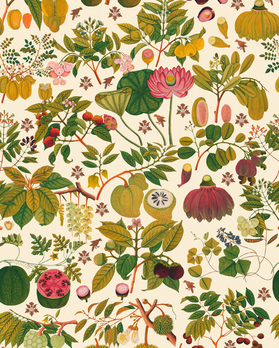 Asian Fruits & Flowers - Taupe