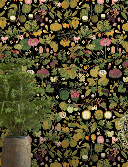 Asian Fruits & Flowers - Anthracite