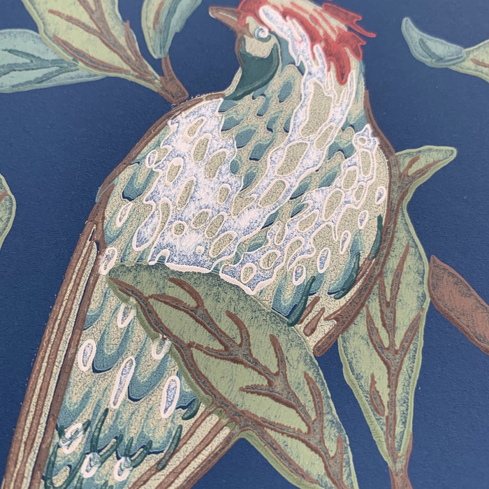 Bird & Pomegranate - Blue / Sage