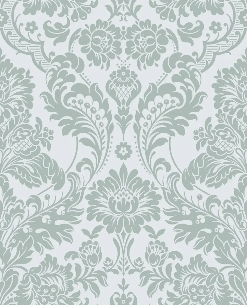 Gothic Damask Flocked - Grey / Silver