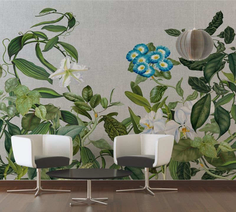 Mural - Botanic Sketch Grey (4m X 2.7m)