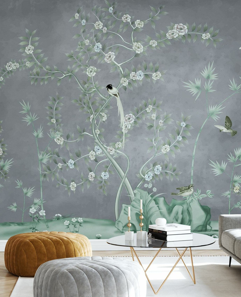 Mural - Promised Bird Land Grey (Per Sqm)