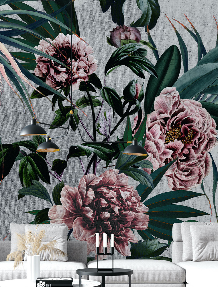 Mural - Peony Summer Grey (Per Sqm)