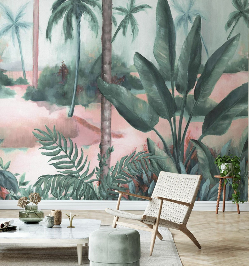 Mural - Verdure Pink Dew (Per Sqm)