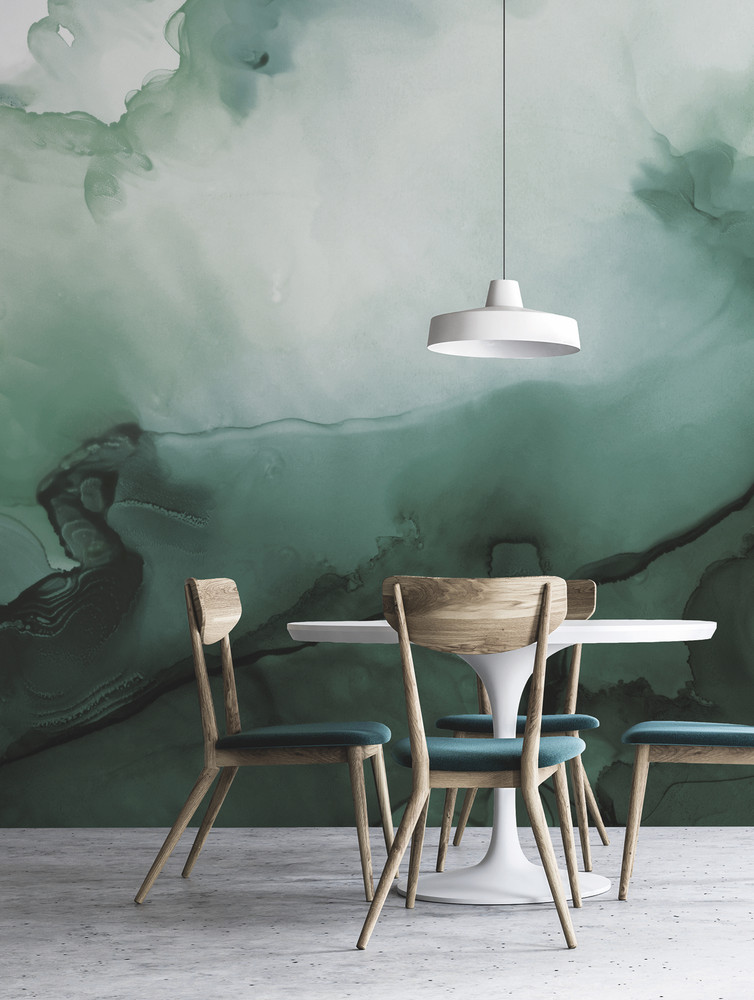 Mural - Watercolour Wall Green (Per Sqm)