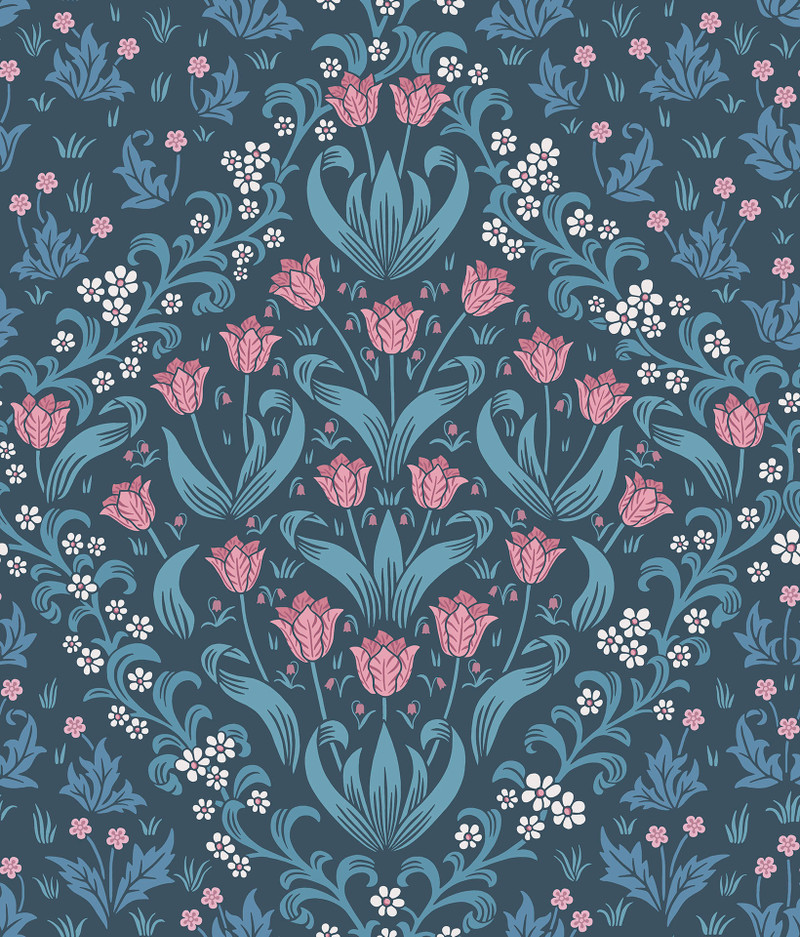 Tudor Garden - Fuchsia / Blue / Midnight