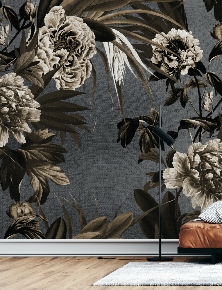 Mural - Peony Summer Sepia (Per Sqm)