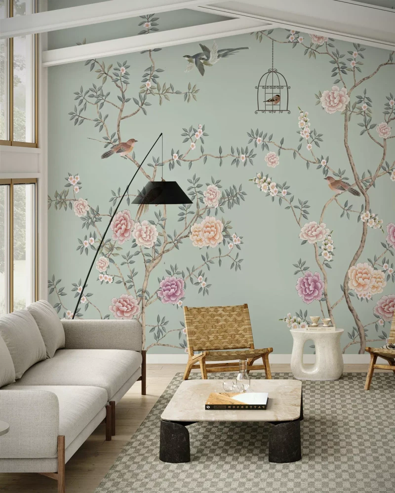 Mural - Birds Fairyland Mint (Per Sqm)