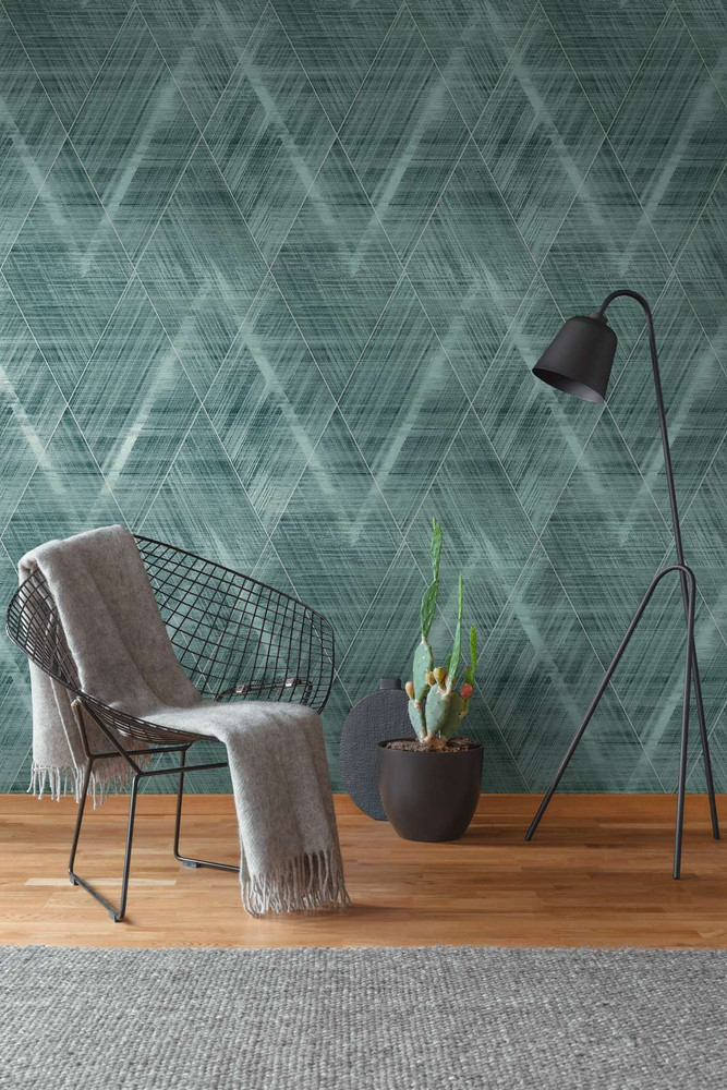 Chevron Linen - Green / Grey