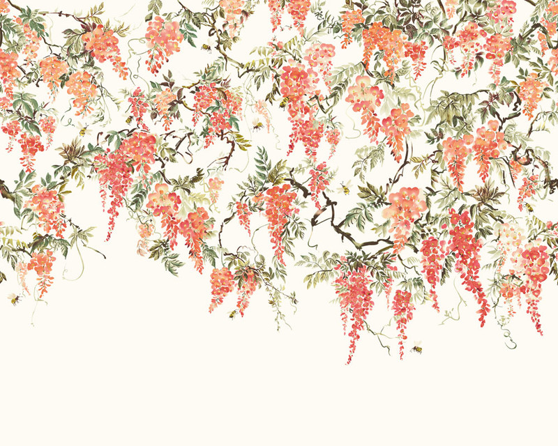 Mural - Trailing Wisteria Peach / Cream (3m x 2.4m)