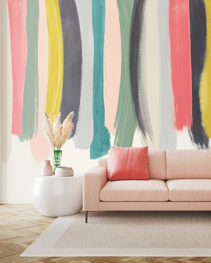 Mural - Blurred Lines Spruce / Blush (3m x 2.4m)