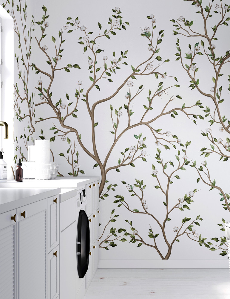 Mural - Cotton Trees White (Per Sqm)