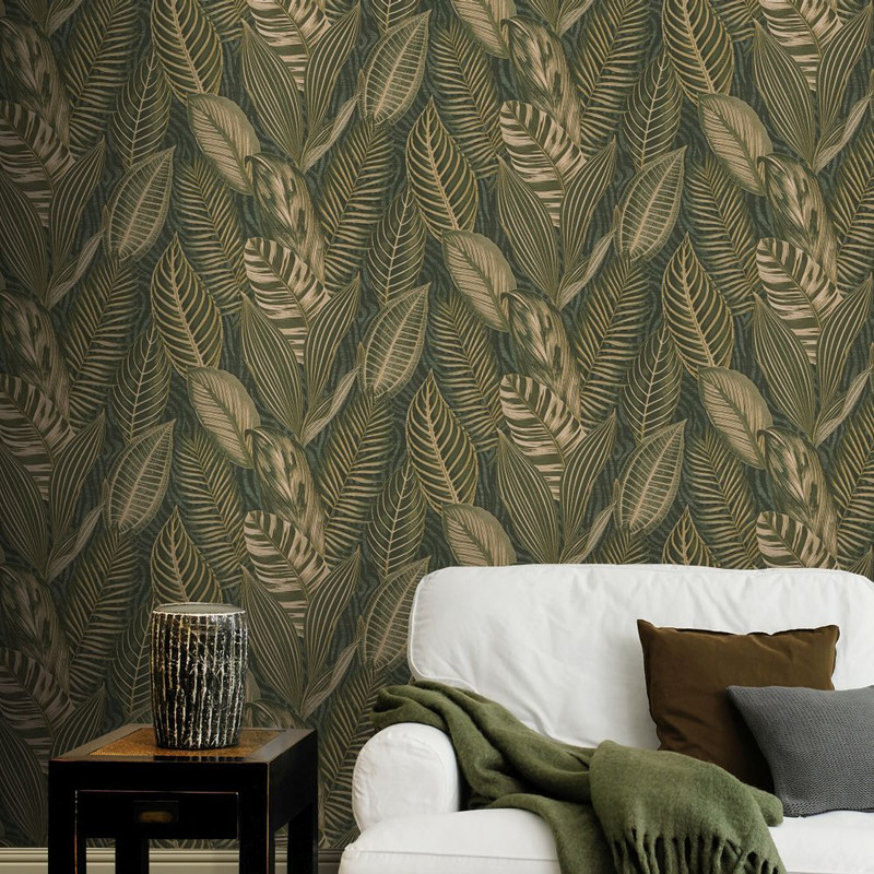 Exotic Leaves - Dark Green / Gold