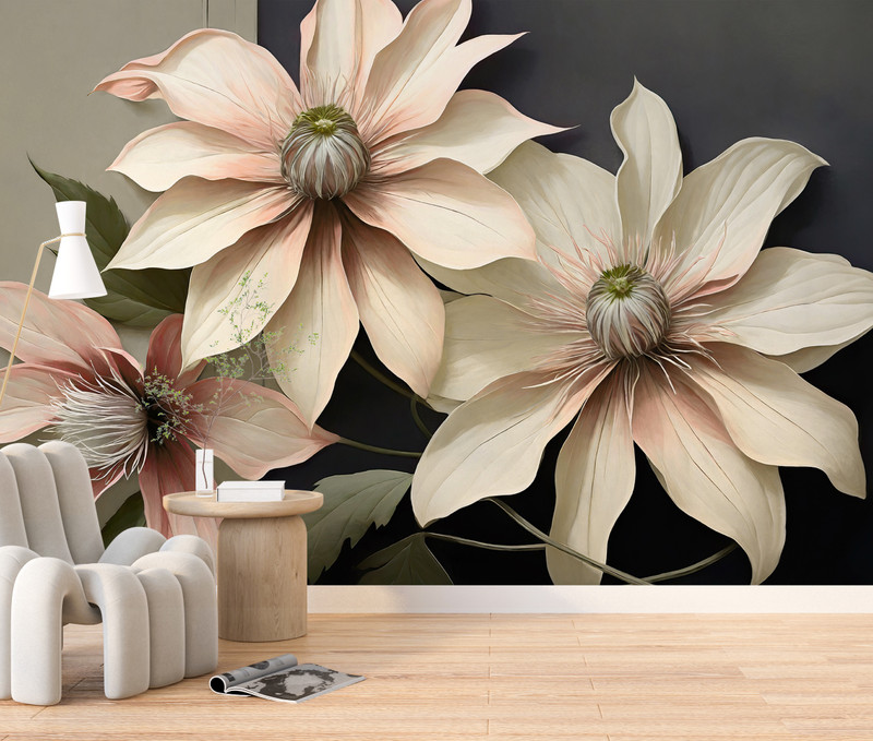 Mural - Camille Cream / Peach (Per Sqm)