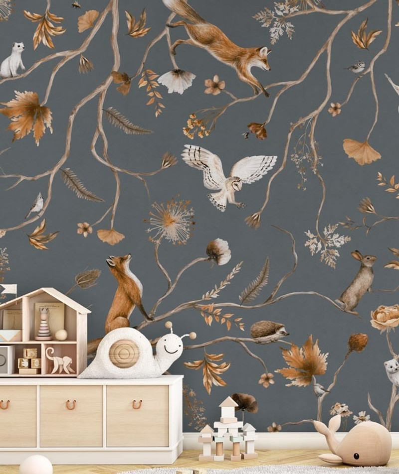 Mural - Playful Forest Slate (Per Sqm)