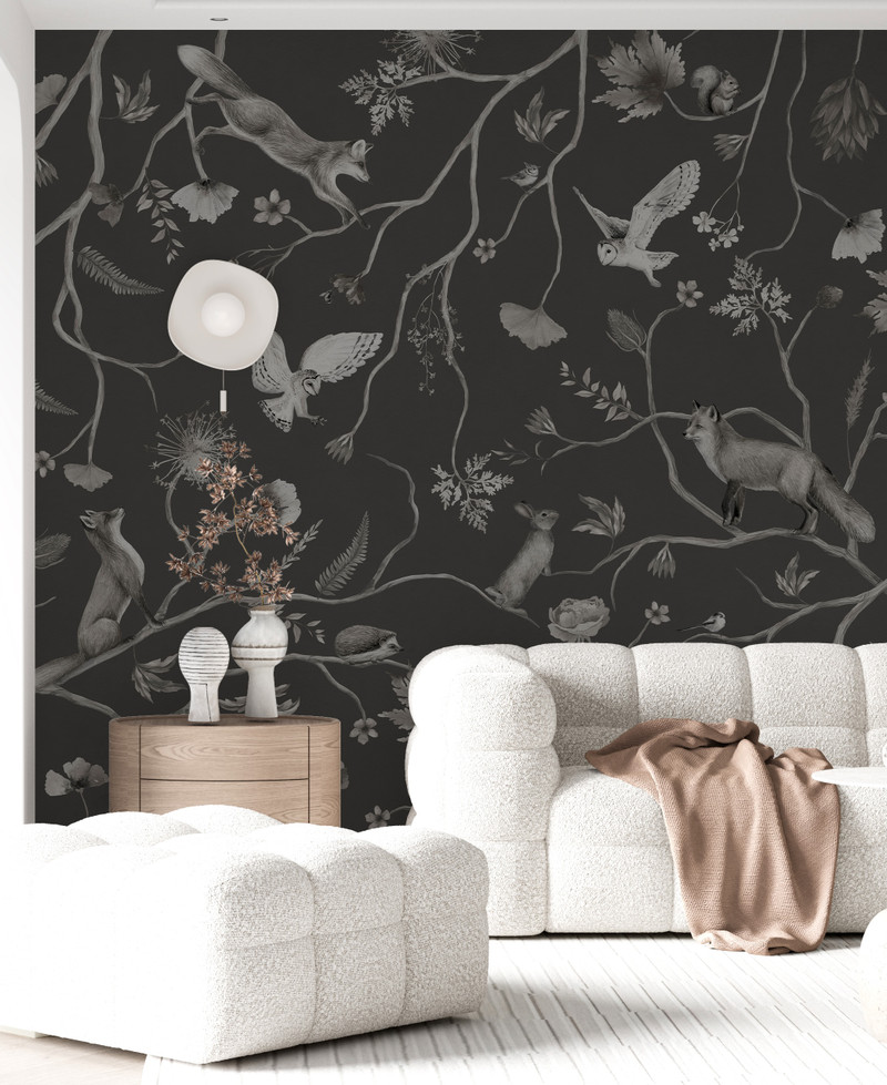 Mural - Playful Forest Black (Per Sqm)