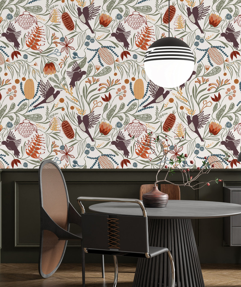Mural - Magpie Floral Cream (Per Sqm)