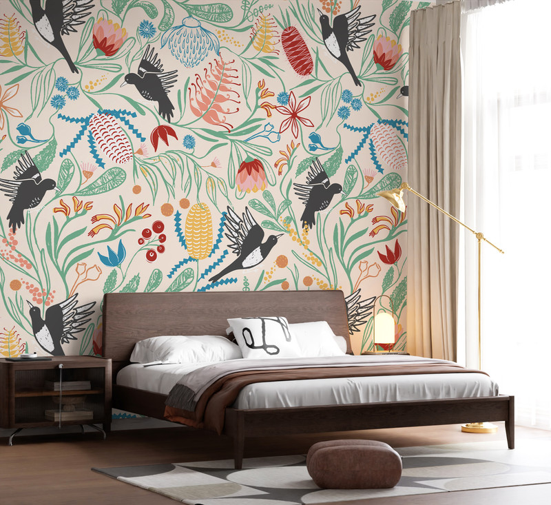Mural - Magpie Floral Bright (Per Sqm)