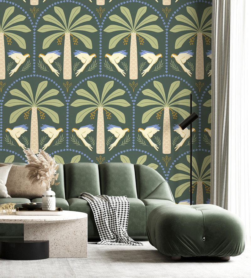 Mural - Date Palm Scallop Dark (Per Sqm)