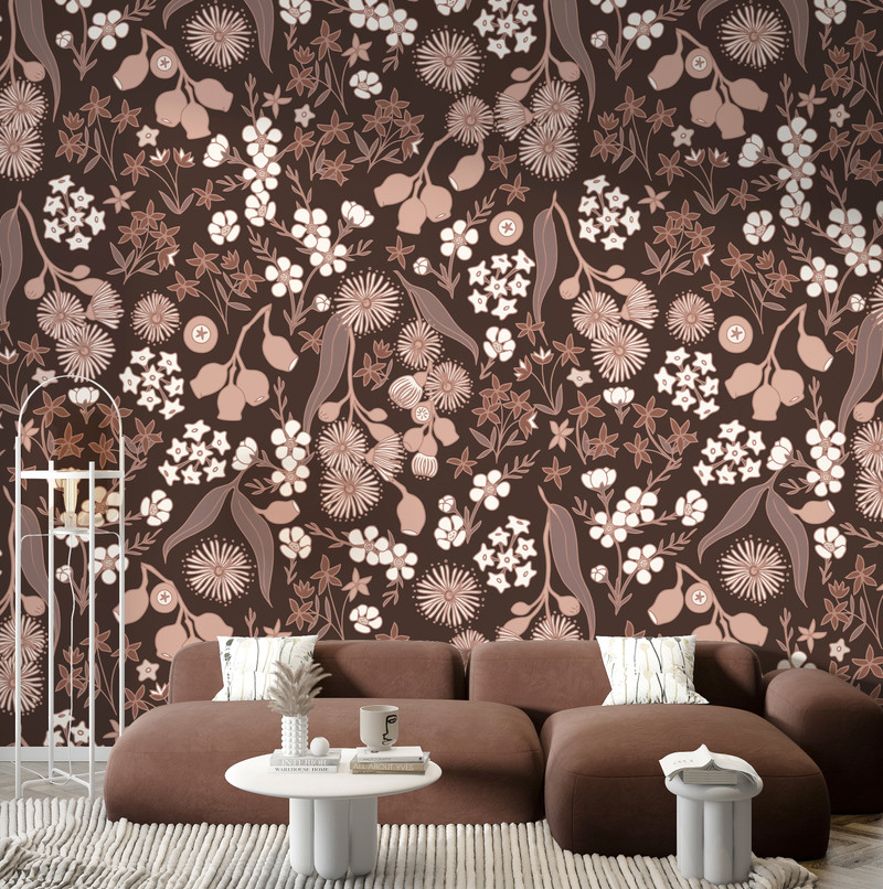 Mural - Terra Floral Burgundy (Per Sqm)
