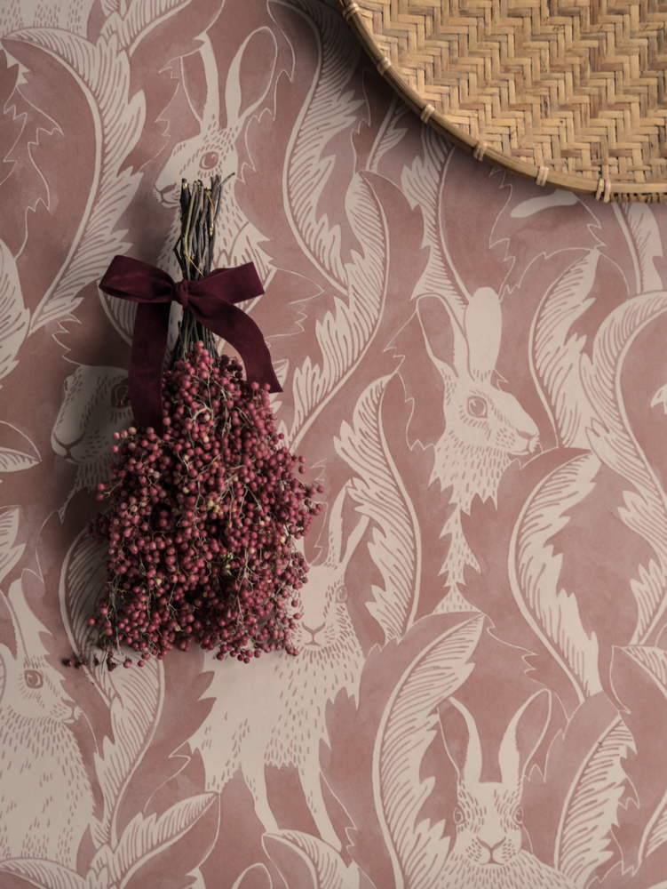Hares In Hiding - Dusty Pink (1 Roll Avail.)