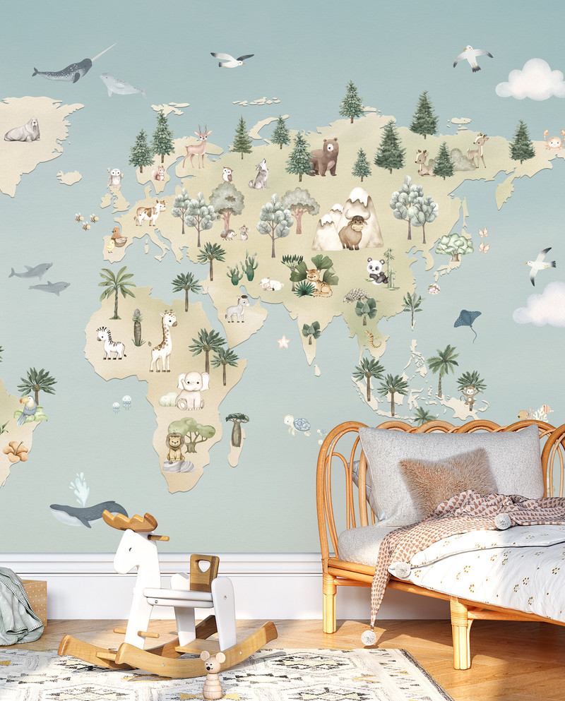 Mural - Animal Atlas Blue (Per Sqm)