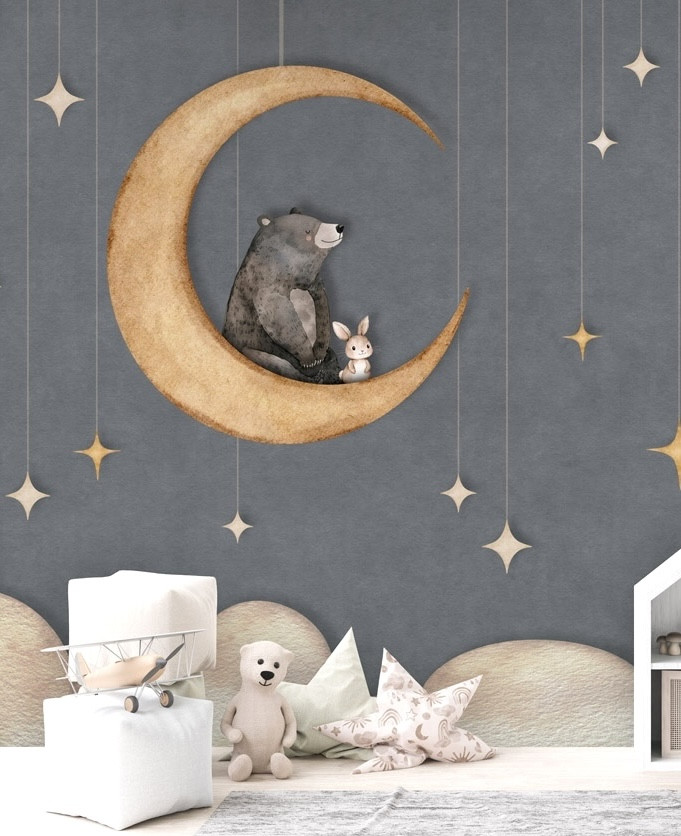 Mural - Bear on The Moon Slate (Per Sqm)