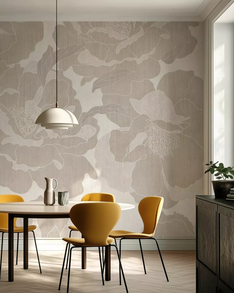 Mural - Peonies Garden Beige (Per Sqm)