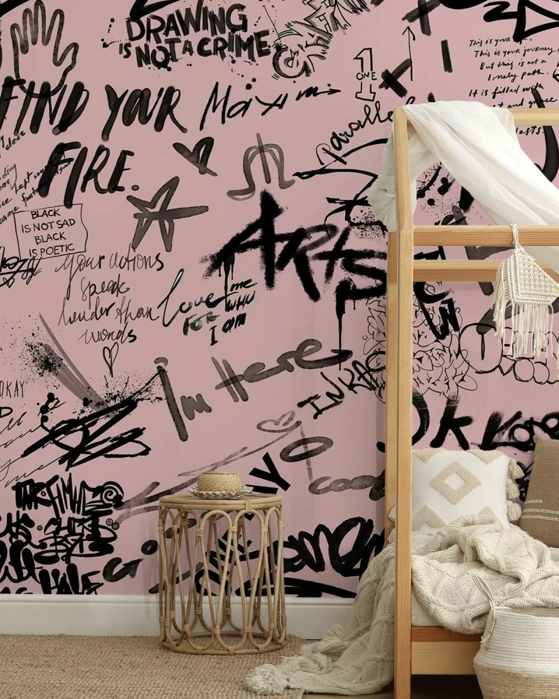 Mural - Street Art Poetry Pink (Per Sqm)