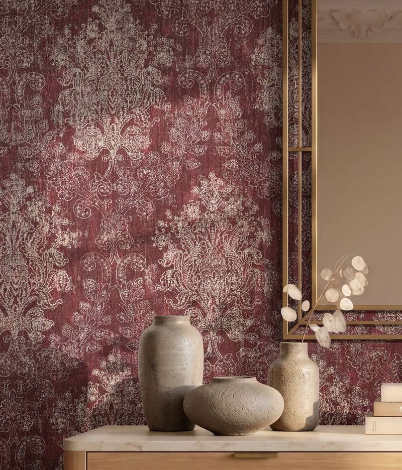 Gilded Damask - Rouge Red