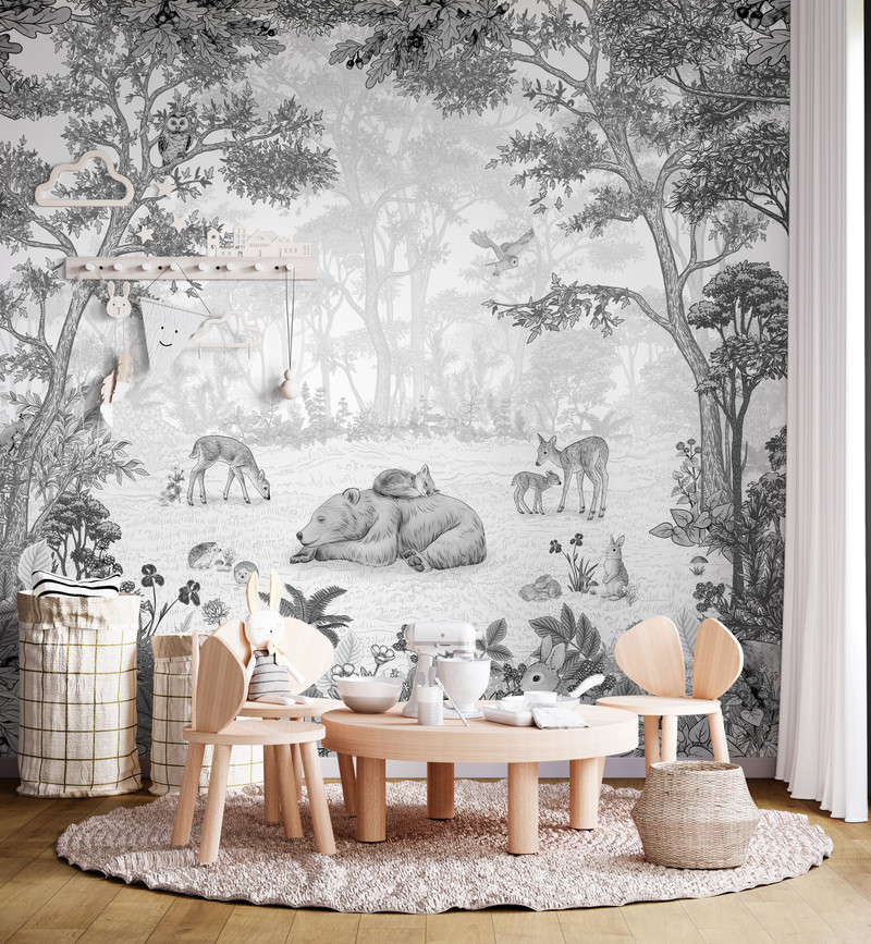 Mural - Sleepy Bear Black (Per Sqm)