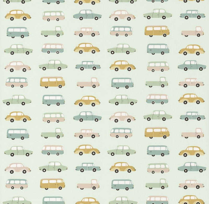 Allover Vintage Cars - Mint Green