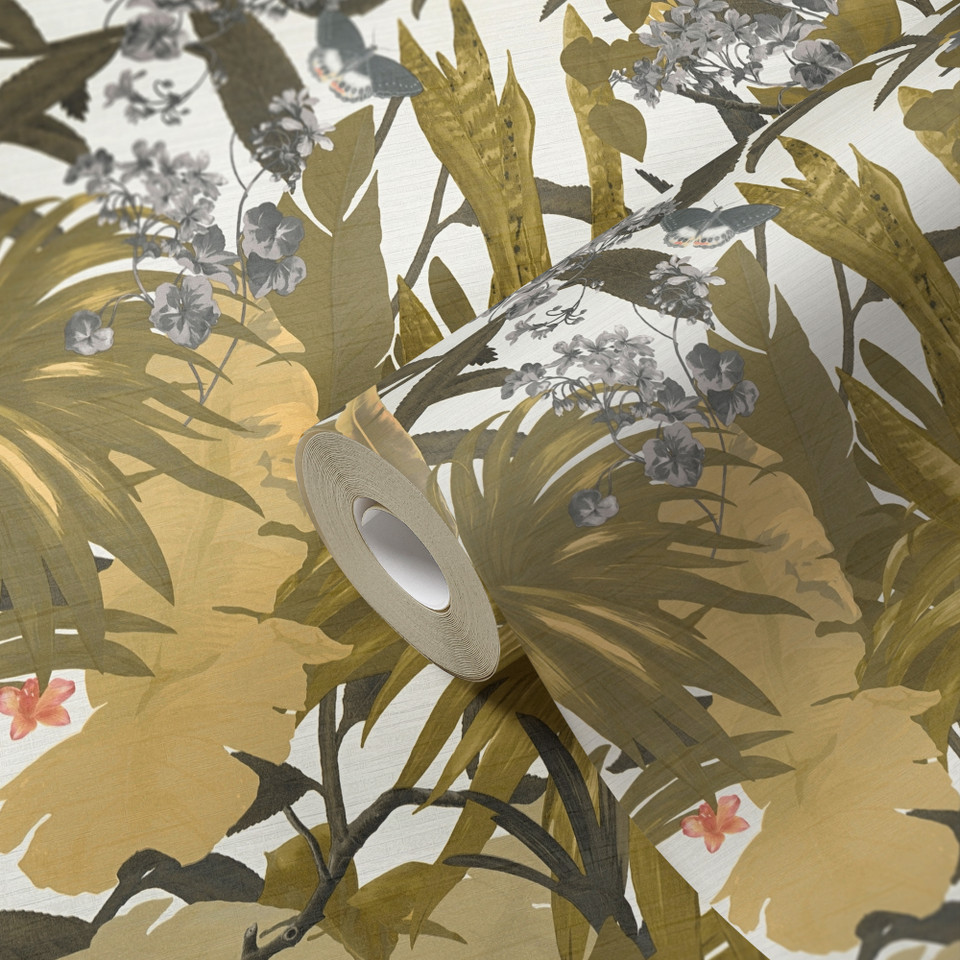 Tropical leaves Floral Yellow Non Woven Wallpaper | AS Creation