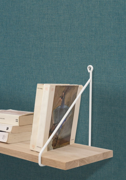 Plain Linen Effect Metallic Teal Blue Vinyl Wallpaper Caselio Vinyl