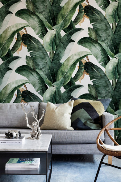 Botany Banana Palm Leaf Tropical Wallpaper Mural | Lemon Official Wall ...