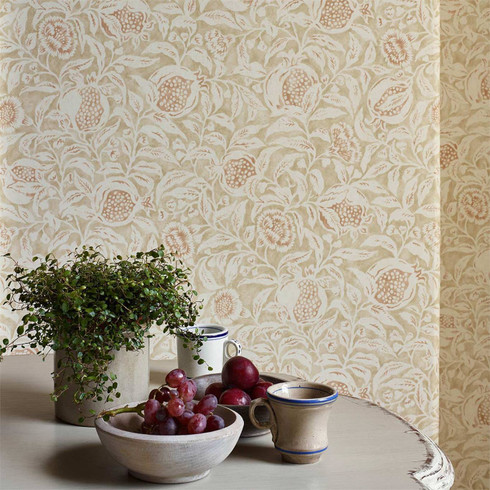 Handcrafted Silhouetted Flower Foliage Dove Taupe Wallpaper | Sanderson  Annandale