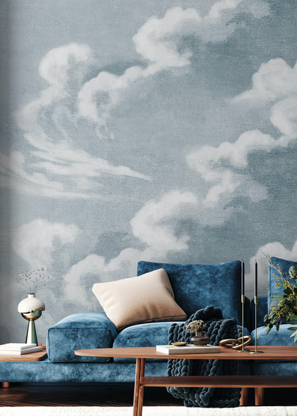 Clouds Sky Blue Wallpaper Wall Mural | Nancy Newton Studio
