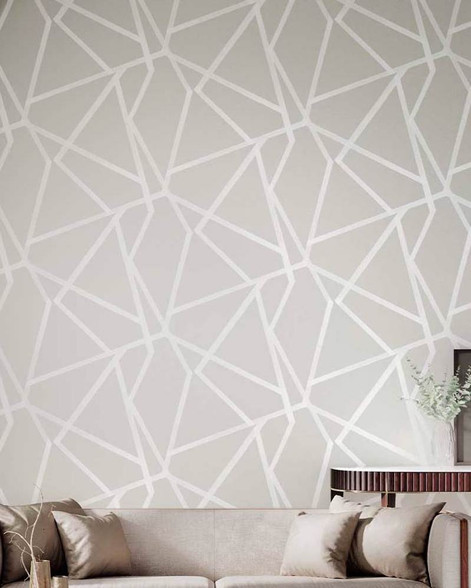 Modern Geometric Dove White Wallpaper | Harlequin Sumi