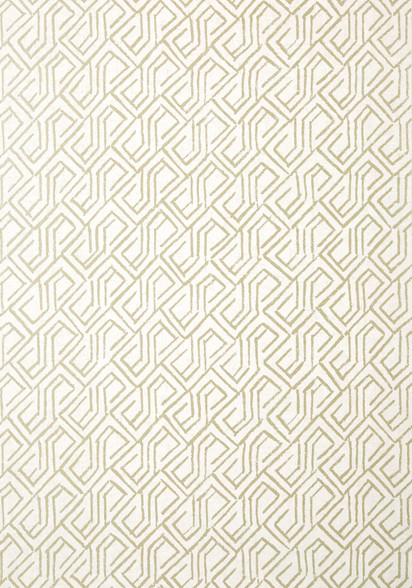 Geometric Metallic Gold Cream Wallpaper | Thibaut Tortona
