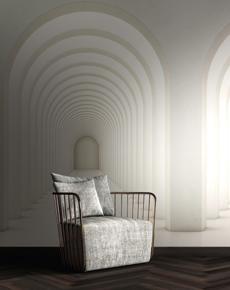 Arched Wall White Grey Wallpaper Wall Panel | Living Walls