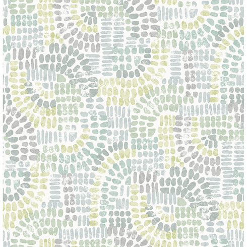 Geometric Abstract Mosaic Tile Effect Green Grey Wallpaper | A Street