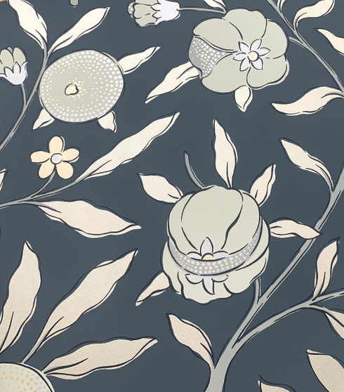 PURE FRUIT - BLACK INK - Natty Polly - Wallpaper Australia