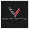 Lloyd 2pc Ultimat Floor Mat, Black w/ Silver Large C8 Corvette Flag Logo & "Corvette" :: 2020-2023 C8 Corvette